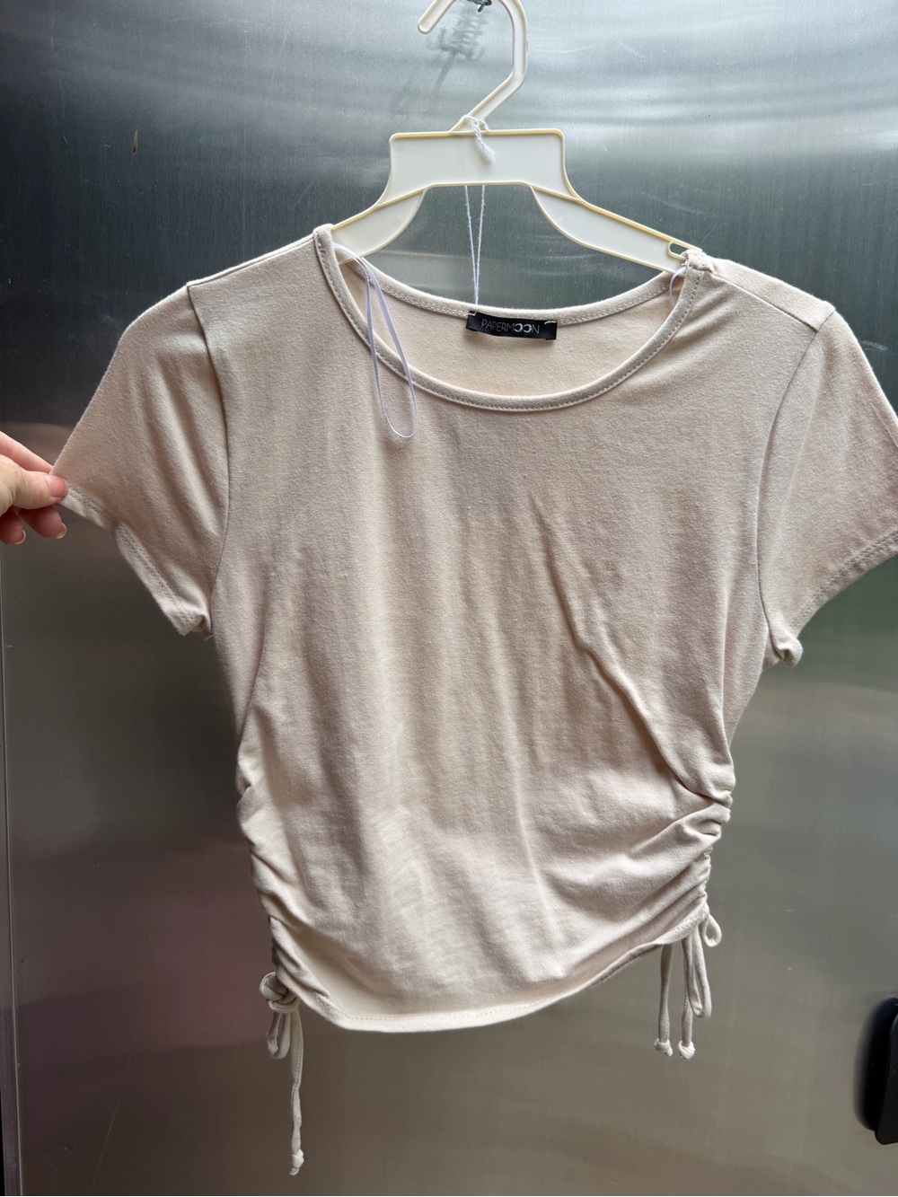 Papermoon Light Beige Ruched Short Sleeve baby Tee NWT size medium